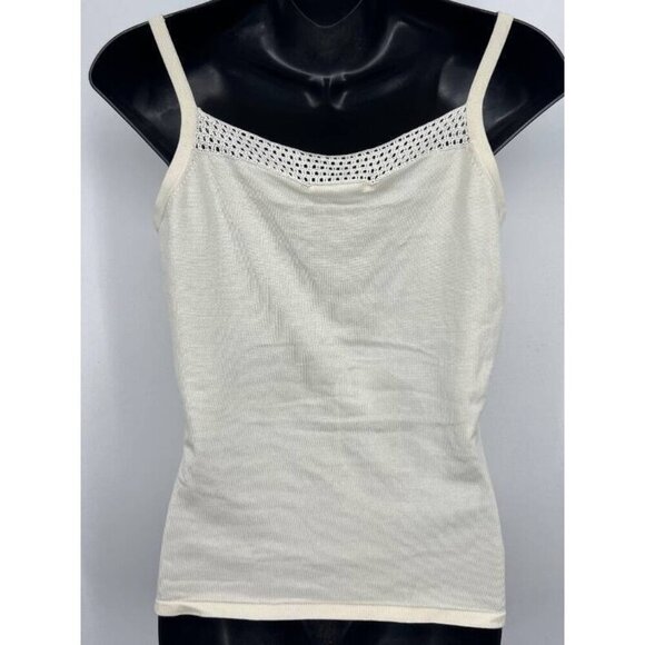 Tori Richard Knit Tank Top Size Small S Cream Ivory Crochet Silk Women NWT New - Picture 5 of 8